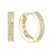 Pozlátené strieborné náušnice kruhy so zirkónmi v bielej farbe 11238.1