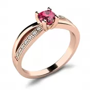 Dámsky prsteň z ružového zlata 585/1000 prírodný diamant G/SI s turmalínom 10998-CV-TUR