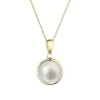 Zlatý 14 karátový náhrdelník žlté zlato s bielou riečnou perlou 92P00053