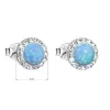 Strieborné náušnice kôstky so syntetickým opálom a Preciosa kryštály svetlo modré okrúhle 31217.1 lt.blue
