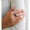 Strieborný prsteň s kryštálmi Swarovski mix farieb modrá ružová 35014.4