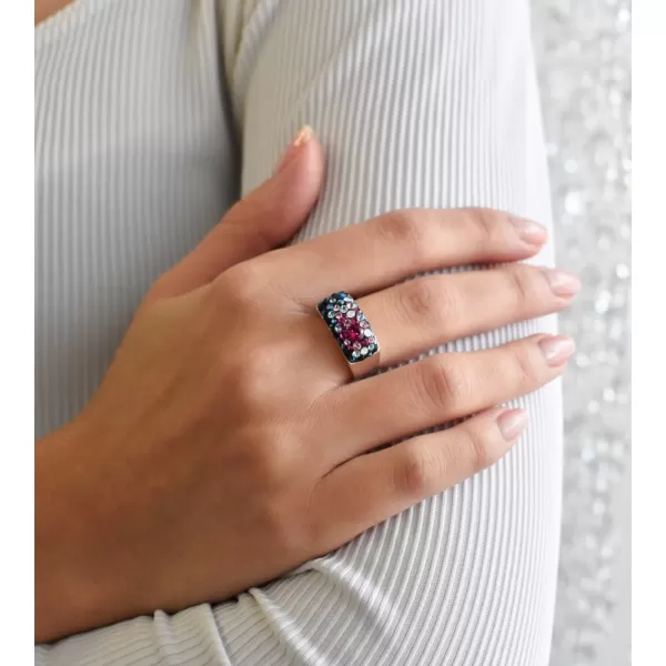Strieborný prsteň s kryštálmi Swarovski mix farieb modrá ružová 35014.4