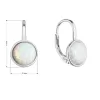 Strieborné náušnice visiace s bielym okrúhlym syntetickým opálom 11466.1 white