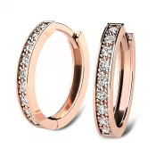 Náušnice ružové zlato 585/1000, prírodné diamanty 0.270ct, 109014-CV-DIA