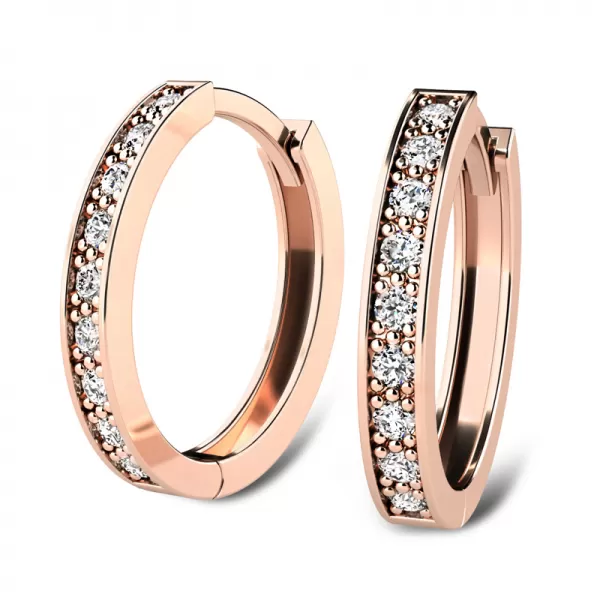 Náušnice ružové zlato 585/1000, prírodné diamanty 0.270ct, 109014-CV-DIA