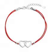 Kabbalah náramok so striebornými srdiečkami 13050.3 red