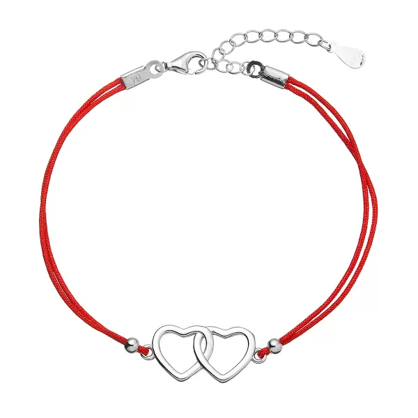 Kabbalah náramok so striebornými srdiečkami 13050.3 red