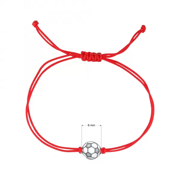 Textilný náramok Kabbalah červený so striebornou futbalovou loptou 13057.3 red