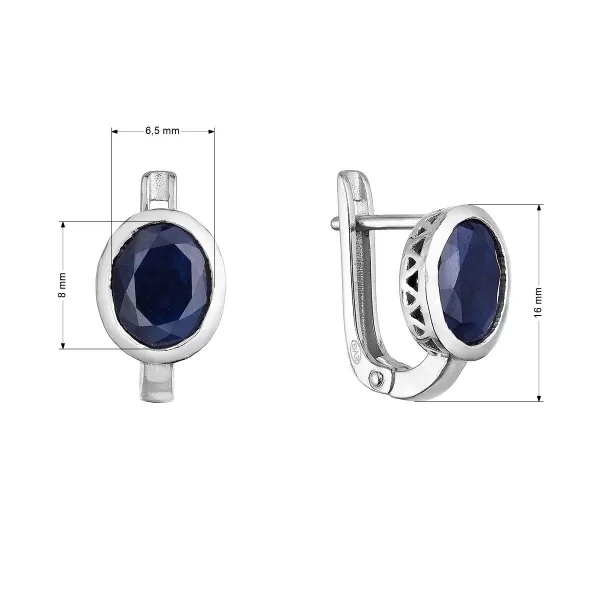Strieborné náušnice s pravými minerálnymi kameňmi tmavo modrej 11493.3 dark sapphire