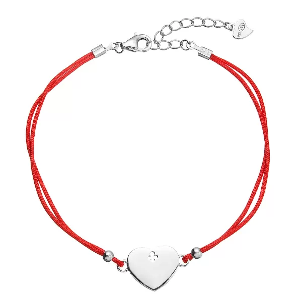 Kabbalah náramok so strieborným srdcom 13049.3 red