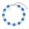Strieborný náramok s modrým syntetickým opálom štvorec a biele kryštály Preciosa 33047.1 blue