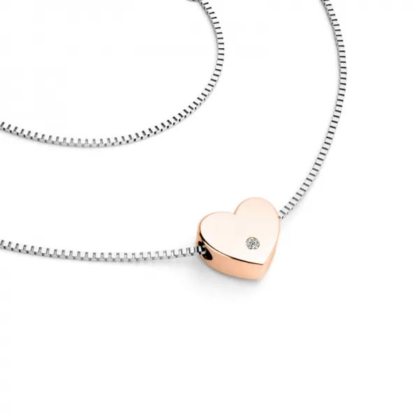 Náhrdelník srdca s diamantom 10979-NH01-BCV-DIA