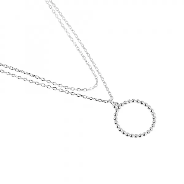 Strieborný náhrdelník dvojitá retiazka s krúžkom 620017