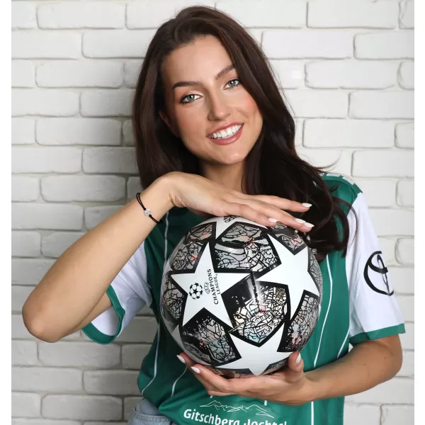 Textilný náramok Kabbalah čierny so striebornou futbalovou loptou 13057.3 black