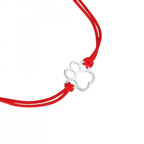 Textilný náramok Kabbalah červený so striebornou labkou 13058.3 red