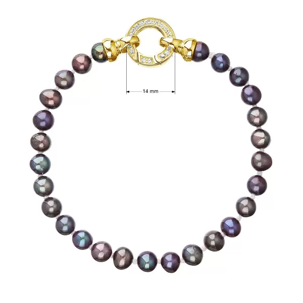 Perlový náramok z pravých riečnych perál modrý 23001.3 dk.peacock