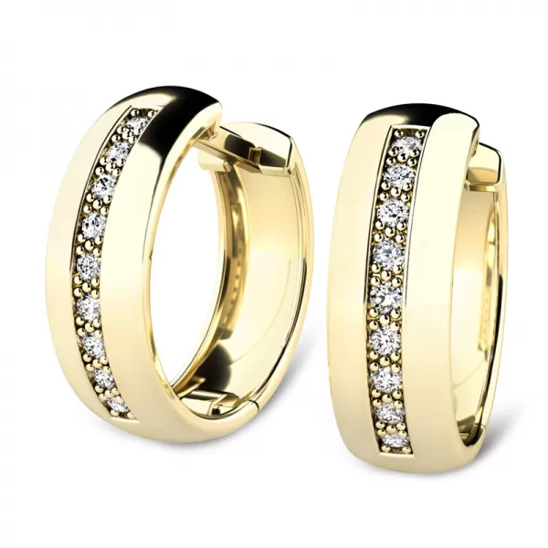 Náušnice žluté zlato 585/1000, přírodní diamanty 0.126ct, 109012-ZL-DIA