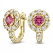 Náušnice žlté zlato 585/1000, prírodné diamanty a turmalíny, 109015-ZL-TUR
