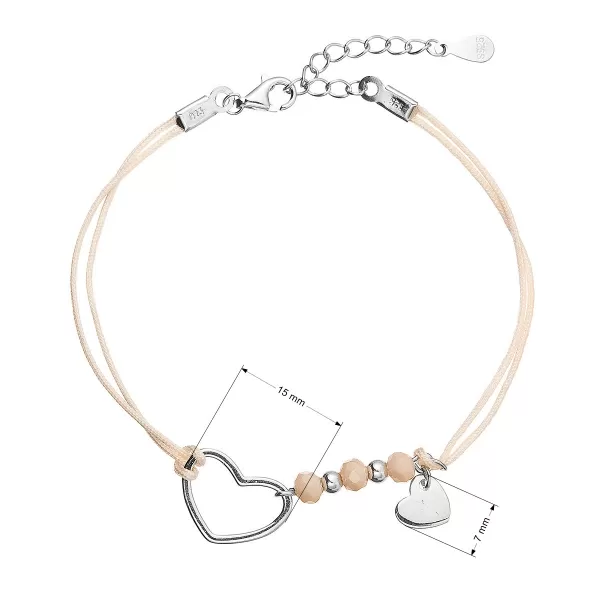 Kabbalah náramok so striebornými srdiečkami 13053.3 lt.orange