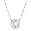 Náhrdelník so syntetickým bielym opálom a zirkónmi okrúhly 12066.1 white