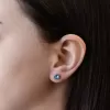 Strieborné náušnice pecka so Swarovski kryštálmi modré okrúhle 31113.3 aqua