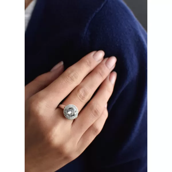 Strieborný prsteň s kryštálmi Swarovski okrúhly biely 35026.1