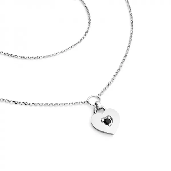 Náhrdelník srdca s diamantom 10874-NH05-B-Black