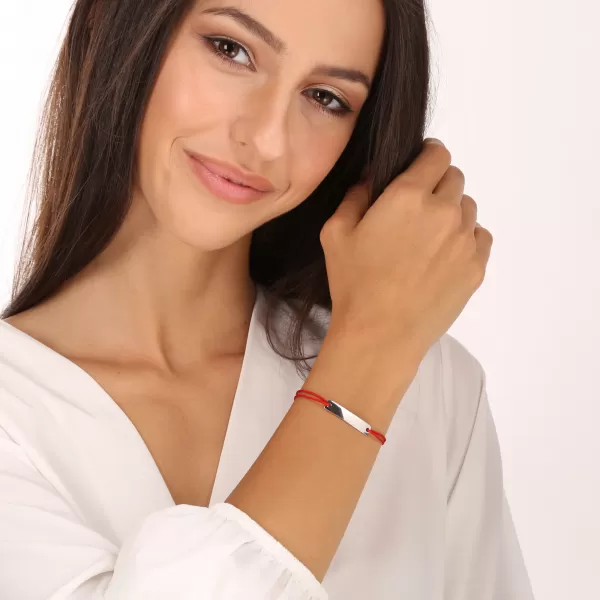 Textilný náramok červený so striebornou ozdobou 13055.3 red