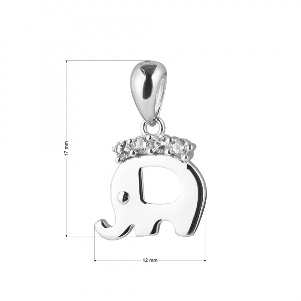 Strieborný prívesok slon so zirkonmi 14045.1 crystal