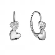 Strieborné náušnice dve srdcia so zirkónmi 11515.1 crystal