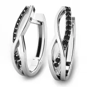 Náušnice z bieleho zlata 585/1000, prírodné čierne diamanty 0.140ct, 10987-B-Black