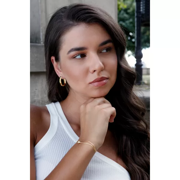 Pozlátený náramok dvojitá retiazka so zirkónom 63006