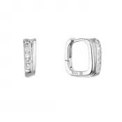 Strieborné náušnice hranaté so zirkónmi v bielej farbe 11448.1