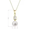 Zlatý 14 karátový náhrdelník žlté zlato s bielou riečnou perlou a zirkónmi 92PZ00048