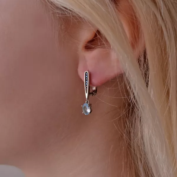Strieborné náušnice luxusné s pravými minerálnymi kameňmi modré 11487.3 london nano, sky topaz