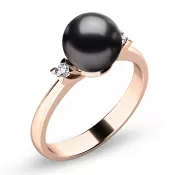 Dámsky prsteň prírodný diamant 0,050 ct perla 10888-CV-Čierna