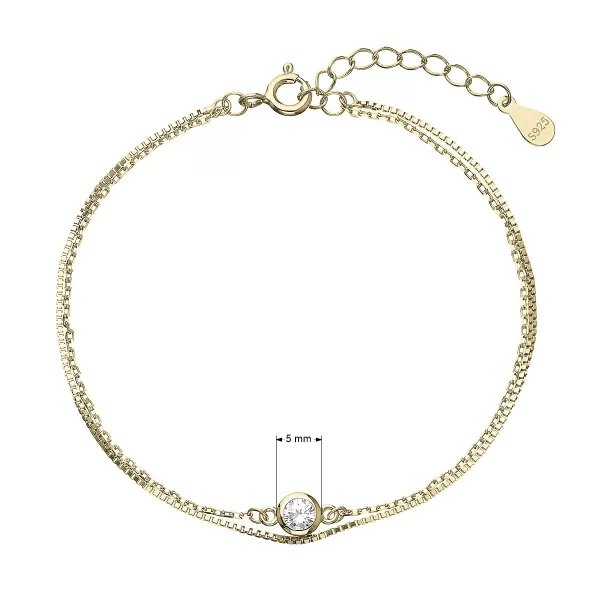 Pozlátený náramok dvojitá retiazka so zirkónom 63006