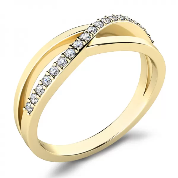 Prsteň zo žltého zlata 585 s prírodnými diamantmi 0,114ct, 10997-ZL-DIA