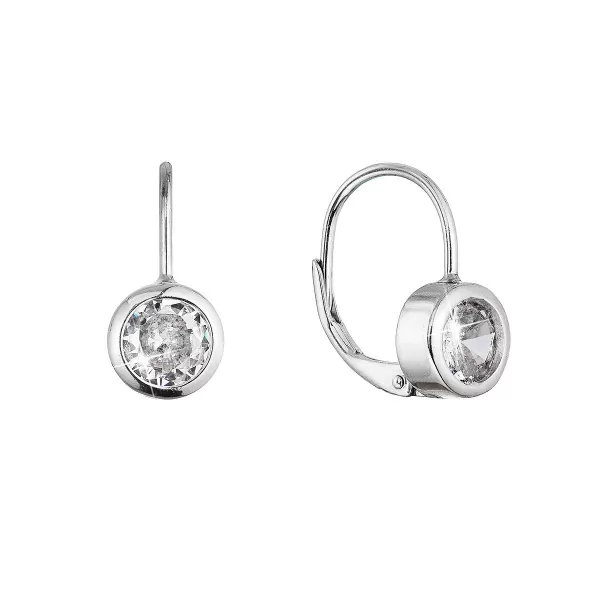 Strieborné náušnice okrúhle s výrazným zirkónom 11536.1