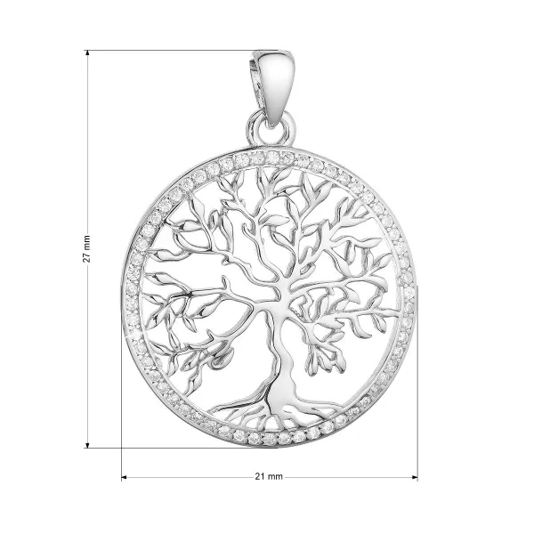 Strieborný prívesok strom života lemovaný zirkónmi biely 14025.1