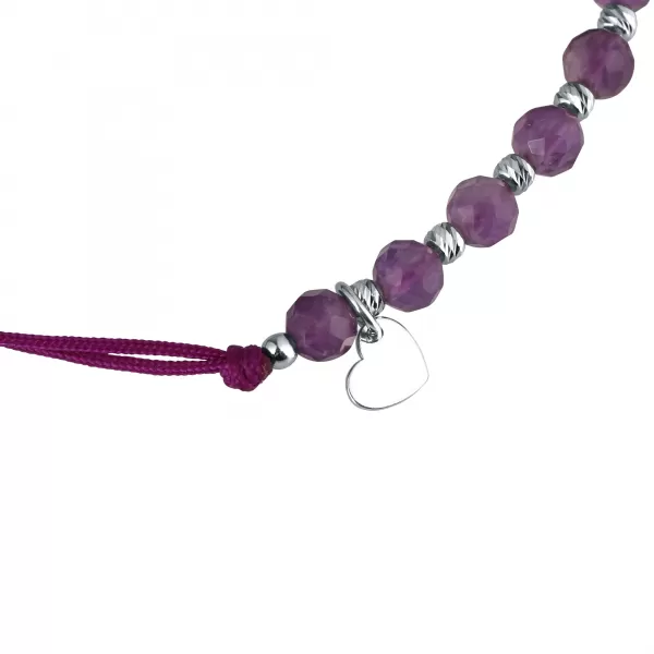 Textilný náramok fialový s korálkami z ametystu 13059.3 ametyst