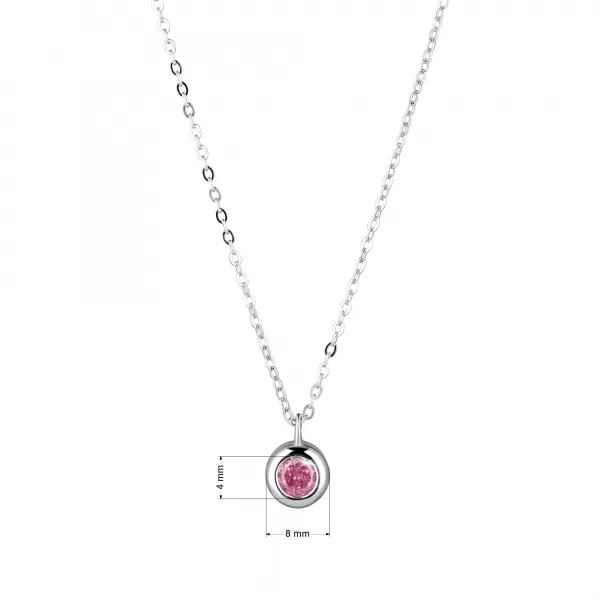 Strieborný náhrdelník s ružovým zirkónom 12117.3 rose