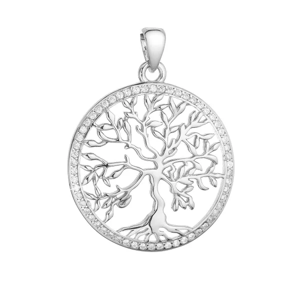 Strieborný prívesok strom života lemovaný zirkónmi biely 14025.1