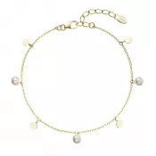 Pozlátený strieborný náramok tri perličky striedavo so striebornou placičkou 23027.1