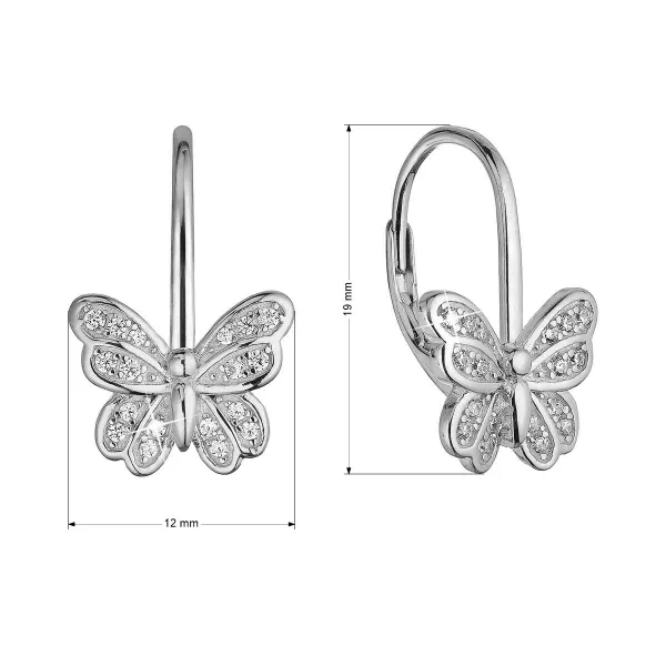 Strieborné náušnice motýliky so zirkónmi 11500.1 crystal