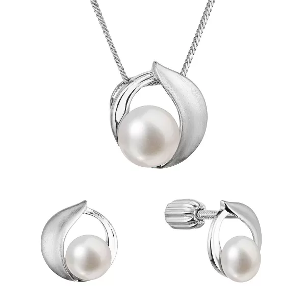 Perlová súprava s bielou riečnou perlou 29069.1B