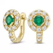 Náušnice žlté zlato 585/1000, prírodné diamanty a smaragdy, 109015-ZL-SMAR
