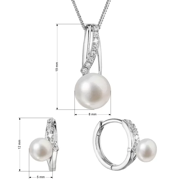 Perlová súprava so zirkónmi a bielou riečnou perlou 29074.1