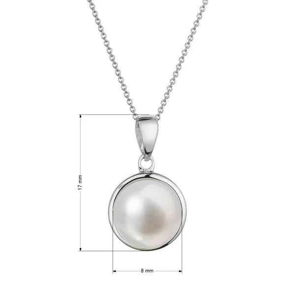 Zlatý 14 karátový náhrdelník biele zlato s bielou riečnou perlou 82P00053