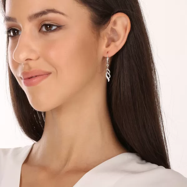 Strieborné náušnice visiace so zirkónmi bielej vlnky 11550.1 crystal